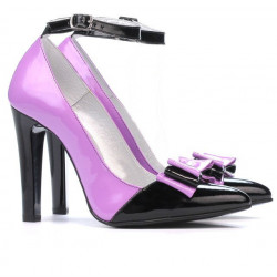 Scarpe eleganti donna 1264 vernice viola+nero