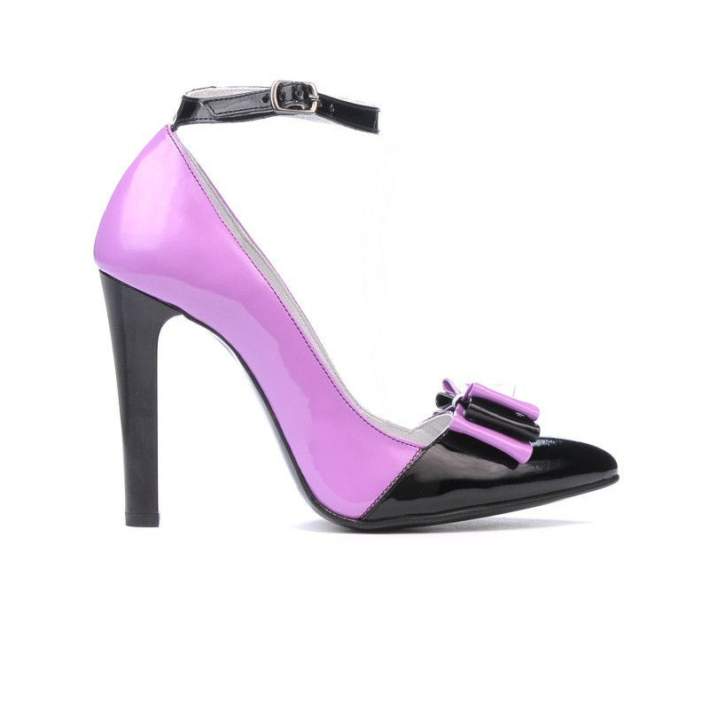 Scarpe eleganti donna 1264 vernice viola+nero
