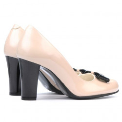 Scarpe eleganti donna 1245 vernice avorio+nero