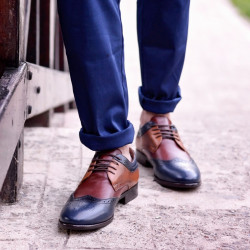 Scarpe casual/eleganti uomo 874 indaco+marrone