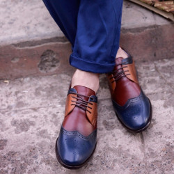 Scarpe casual/eleganti uomo 874 indaco+marrone