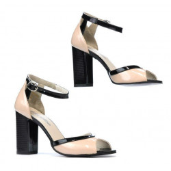 Sandali donna 1266 vernice avorio+nero