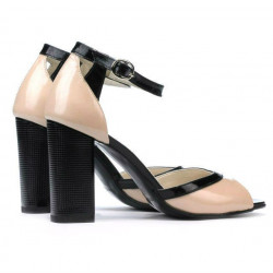 Sandali donna 1266 vernice avorio+nero