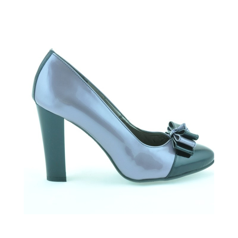 Scarpe eleganti donna 1226 vernice viola chiaro + nero