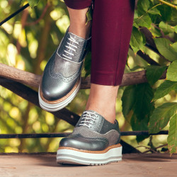 Scarpe casual donna 683-1 grigio perla combinato