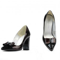 Scarpe eleganti donna 1262 vernice bordeaux satinato+vernice nera