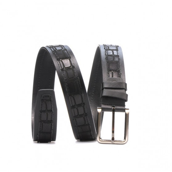 Cintura uomo 18b nero+croco nero