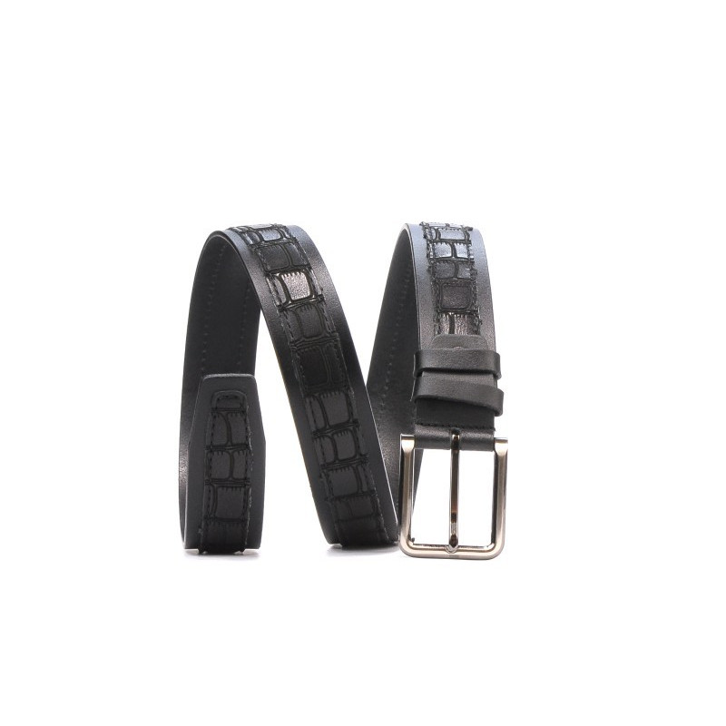 Cintura uomo 18b nero+croco nero