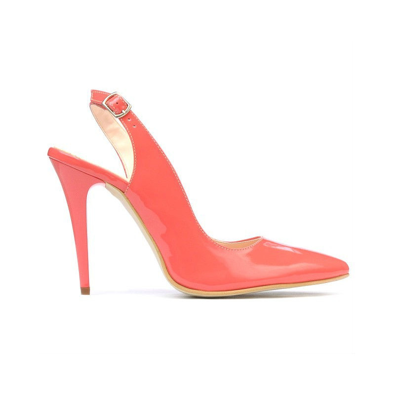 Sandali donna 1235 vernice rosso corallo