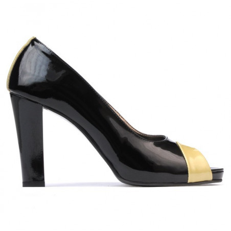Sandali donna 1219 vernice nera+beige