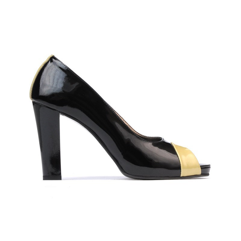 Sandali donna 1219 vernice nera+beige