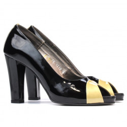 Sandali donna 1219 vernice nera+beige