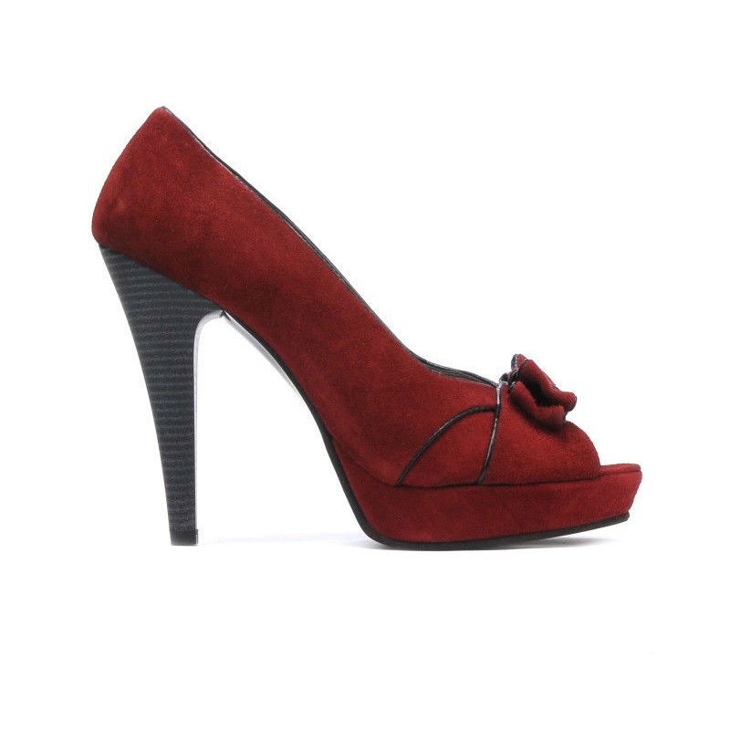 Sandali donna 1099 bordeaux antilope+nero