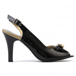 Sandali donna 1224 vernice nero+beige