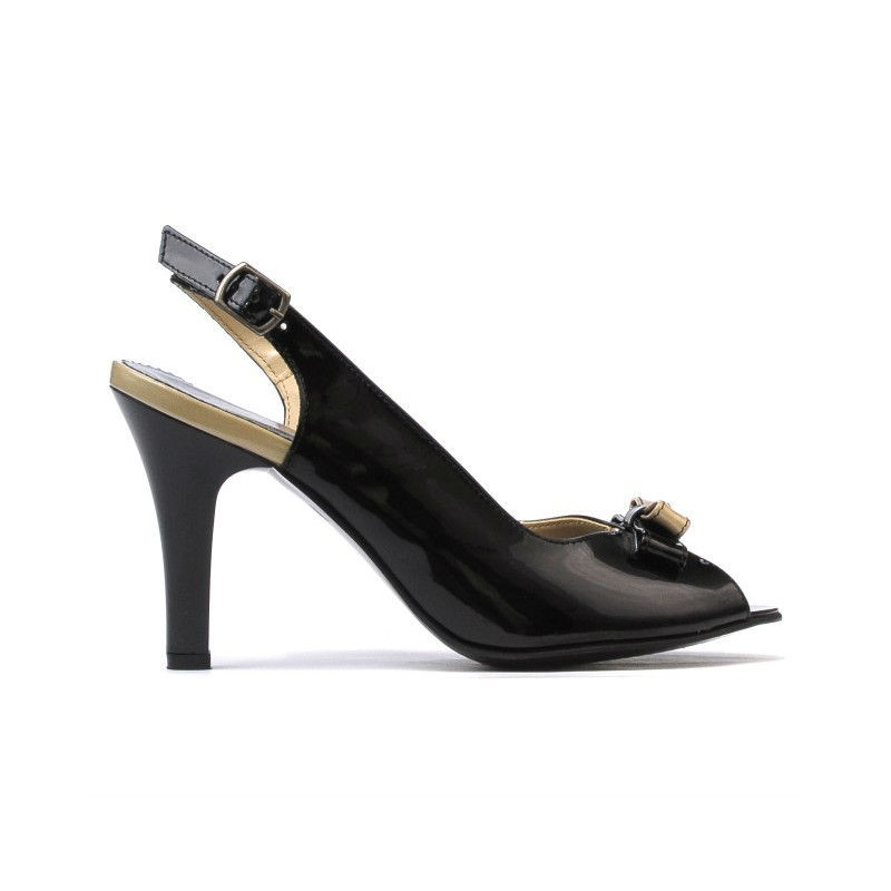 Sandali donna 1224 vernice nero+beige