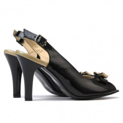 Sandali donna 1224 vernice nero+beige