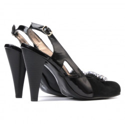 Sandali donna 1077 nero antilope+lacca nera
