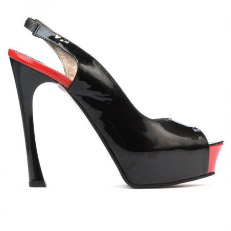 Sandali donna 1215 vernice nero+rosso