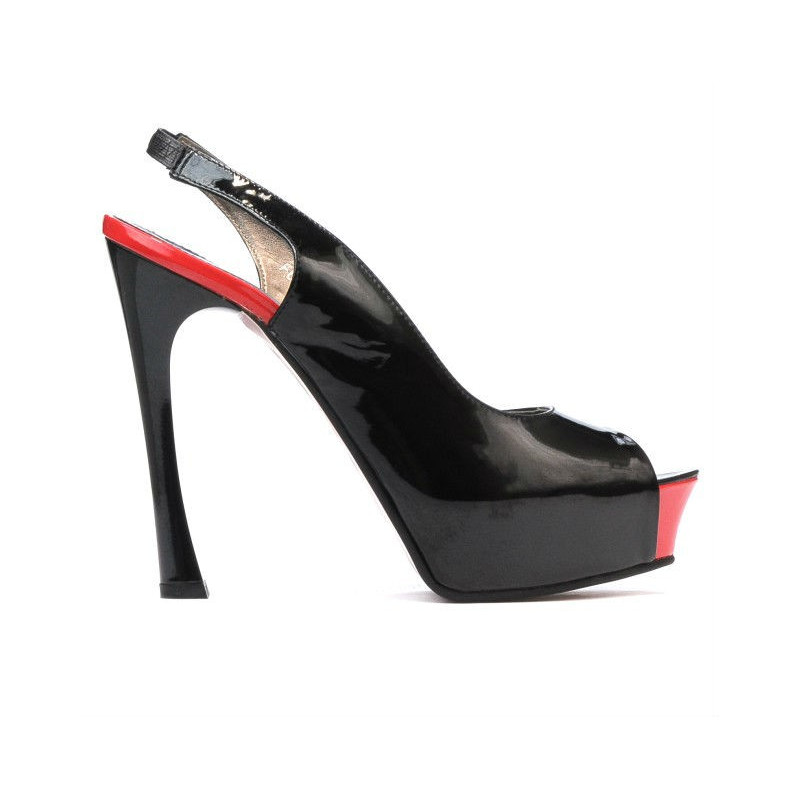 Sandali donna 1215 vernice nero+rosso