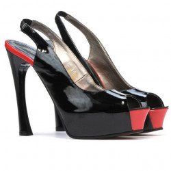 Sandali donna 1215 vernice nero+rosso