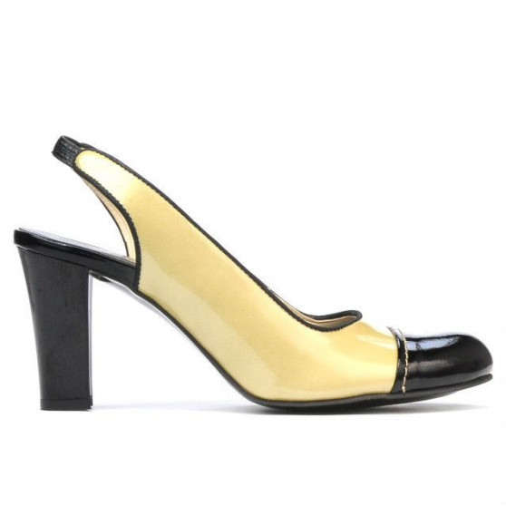 Sandali donna 1216 vernice beige+nero