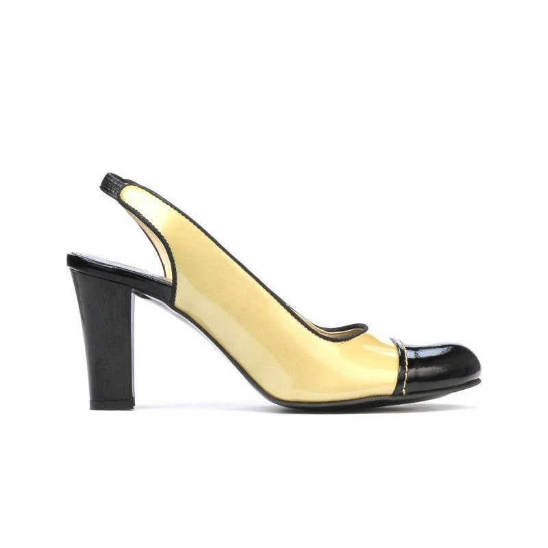 Sandali donna 1216 vernice beige+nero