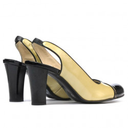 Sandali donna 1216 vernice beige+nero
