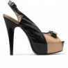 Sandali donna 1223 vernice nero+beige
