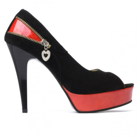 Sandali donna 1202 nero antilope+rosso