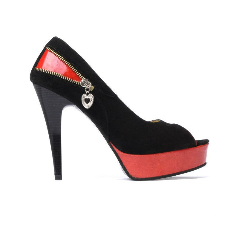 Sandali donna 1202 nero antilope+rosso