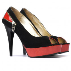 Sandali donna 1202 nero antilope+rosso