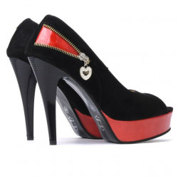 Sandali donna 1202 nero antilope+rosso