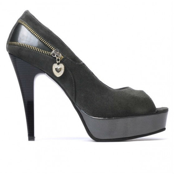 Sandali donna 1202 grigio antilope + vernice grigia