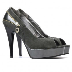 Sandali donna 1202 grigio antilope + vernice grigia