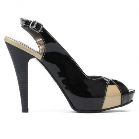 Sandali donna 1222 vernice nera+beige