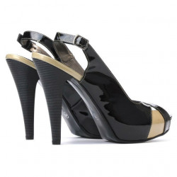Sandali donna 1222 vernice nera+beige