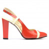 Sandali donna 1220 vernice rosso corallo+beige