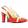Sandali donna 1220 vernice rosso corallo+beige