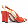 Sandali donna 1220 vernice rosso corallo+beige