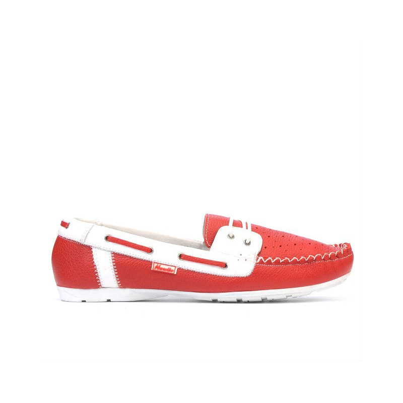 Mocassini donna 620p rosso+bianco