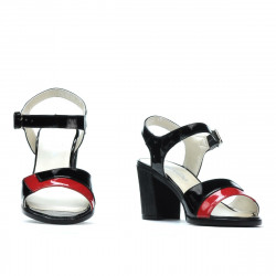Sandali donna 5042 vernice nero+rosso