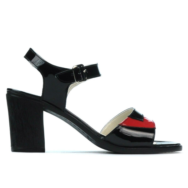 Sandali donna 5042 vernice nero+rosso