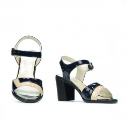 Sandali donna 5042 vernice indaco+beige