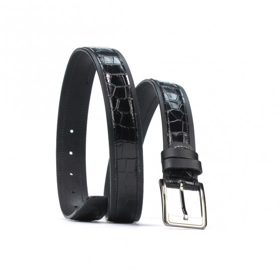 Cintura uomo 32bc nero+croco nero