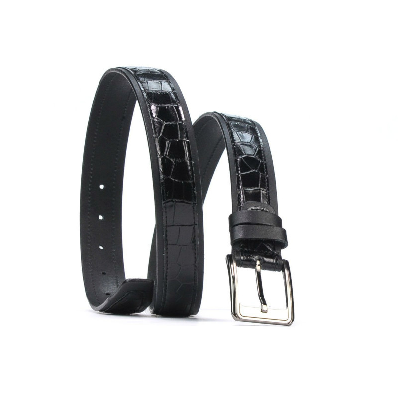 Cintura uomo 32bc nero+croco nero
