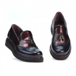 Scarpe casual da donna 659 vernice indaco+bordeaux