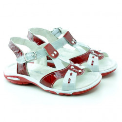 Sandali per bambini piccoli 10c vernice rosso+bianco