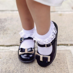 Scarpe bambini piccoli 51c vernice nero+beige