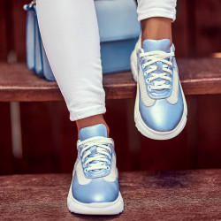 Scarpe sportive donna 6015 blu perla combinato