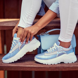Scarpe sportive donna 6015 blu perla combinato